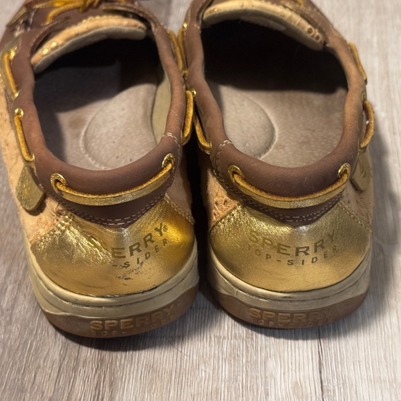 Sperry’s Brown and Gold Women's Loafers - Picture 2 of 9